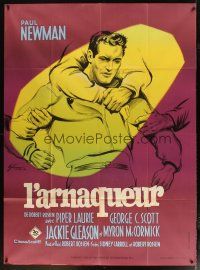 3c459 HUSTLER French 1p '62 completely different art of restrained Paul Newman by Boris Grinsson!