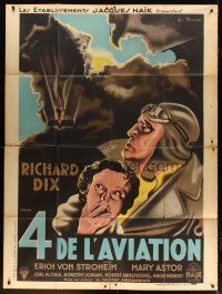 3c502 LOST SQUADRON French 1p '33 different art of pilot Richard Dix & Mary Astor by Wereier!
