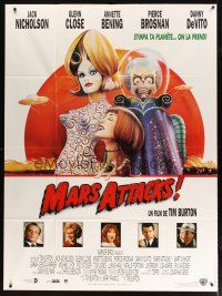 3c515 MARS ATTACKS! French 1p '96 directed by Tim Burton, wacky sci-fi art by Philip Castle!