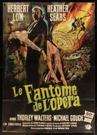 3c553 PHANTOM OF THE OPERA French 1p '62 Hammer horror, cool different art of Lom holding girl!