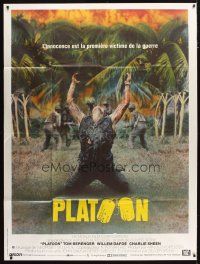 3c556 PLATOON French 1p '86 Oliver Stone, Vietnam War, Willem Dafoe shot in movie climax!