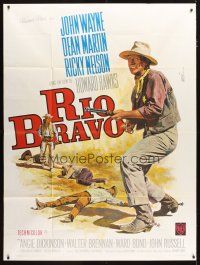 3c584 RIO BRAVO French 1p R60s Howard Hawks, different art of John Wayne by Jean Mascii!
