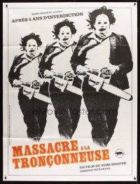 3c623 TEXAS CHAINSAW MASSACRE French 1p R80s Tobe Hooper cult classic, different Leatherface image