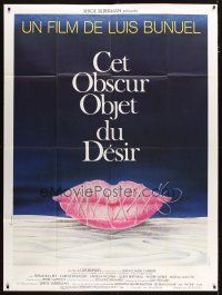 3c624 THAT OBSCURE OBJECT OF DESIRE French 1p '77 Luis Bunuel, cool sexy lips artwork by Ferracci!