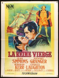 3c652 YOUNG BESS French 1p '53 Soubie art of Jean Simmons, Stewart Granger & Charles Laughton!