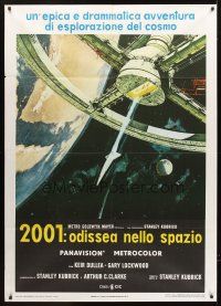 3c129 2001: A SPACE ODYSSEY Italian 1p R70s Stanley Kubrick, art of space wheel by Bob McCall!