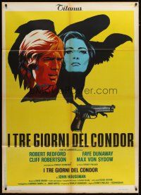 3c130 3 DAYS OF THE CONDOR Italian 1p '76 different art of Robert Redford & Faye Dunaway!