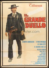 3c142 BIG SHOWDOWN Italian 1p '73 cool full-length art of cowboy Lee Van Cleef, spaghetti western!