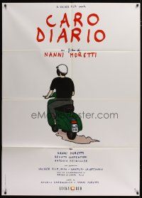 3c154 CARO DIARIO Italian 1p '94 Nanni Moretti, cool artwork of man on moped!