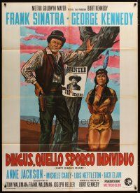 3c168 DIRTY DINGUS MAGEE Italian 1p '71 different art of Frank Sinatra & Carey by wanted poster!