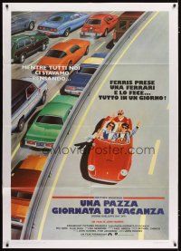 3c179 FERRIS BUELLER'S DAY OFF Italian 1p '87 best different art of Broderick & friends in Ferrari!