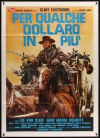 3c184 FOR A FEW DOLLARS MORE Italian 1p R80s different art of Eastwood on stagecoach by Crovato!