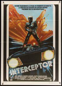 3c226 MAD MAX Italian 1p '80 cool art of Mel Gibson, George Miller sci-fi classic, Interceptor!