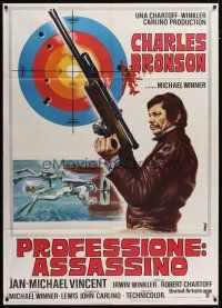 3c235 MECHANIC Italian 1p '72 great different art of Charles Bronson with sniper rifle!
