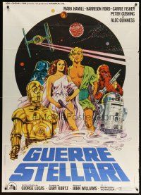3c274 STAR WARS Italian 1p '77 George Lucas classic sci-fi epic, cool different art by Papuzza!