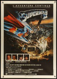 3c278 SUPERMAN II Italian 1p '81 Christopher Reeve, Terence Stamp, great art over New York City!