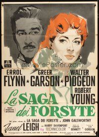 3c280 THAT FORSYTE WOMAN Italian 1p '50s cool different art of Errol Flynn & Greer Garson!