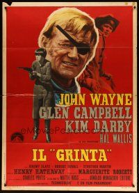3c284 TRUE GRIT Italian 1p '69 John Wayne as Rooster Cogburn, Kim Darby, Glen Campbell