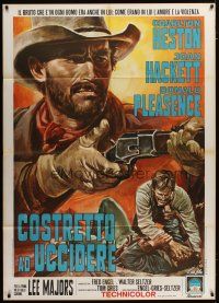 3c291 WILL PENNY Italian 1p '68 different close up art of cowboy Charlton Heston by Antonio Mos!