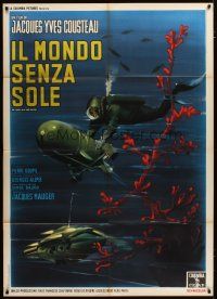 3c292 WORLD WITHOUT SUN Italian 1p '64 Le Monde sans Soleil, Jacques Cousteau, different scuba art