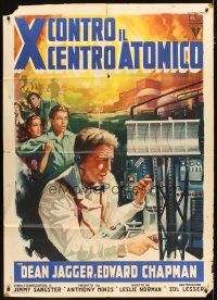 3c293 X THE UNKNOWN Italian 1p '56 different sci-fi art of man at controls by Manno!