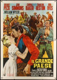 3c018 BIG COUNTRY Italian 2p R1960s Gregory Peck, Charlton Heston, William Wyler classic!