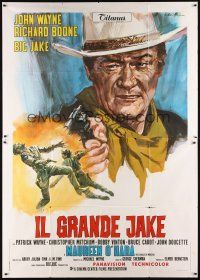 3c019 BIG JAKE Italian 2p '71 different art of John Wayne shooting gun by Averardo Ciriello!