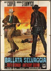 3c022 BLOWING WILD Italian 2p R60s cool different art of cowboy Gary Cooper by Enzo Nistri!