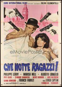 3c026 CHE NOTTE RAGAZZI Italian 2p R1970s Casaro art of Leroy & sexy naked Marisa Mell in bed!