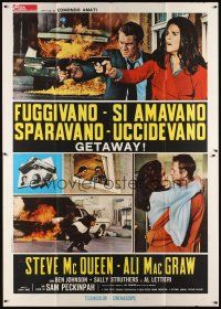 3c054 GETAWAY Italian 2p '72 Steve McQueen, Ali McGraw, Sam Peckinpah, cool different images!