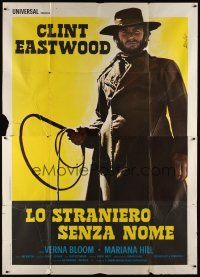 3c060 HIGH PLAINS DRIFTER Italian 2p '73 art of Clint Eastwood holding whip by Enzo Nistri!