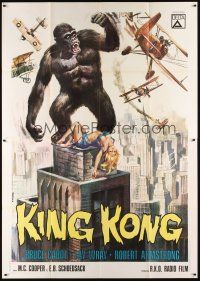 3c073 KING KONG Italian 2p R66 different art of giant ape & Fay Wray by Renato Casaro!