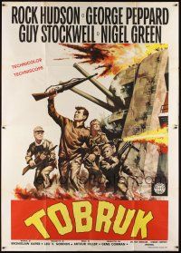 3c117 TOBRUK Italian 2p '67 art of soldiers Rock Hudson & George Peppard in World War II!