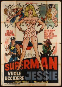 3c126 WHO WANTS TO KILL JESSIE? Italian 2p '67 Superman does, great pop art like Batman TV series!