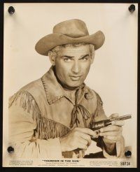 3d768 JEFF CHANDLER 4 8x10 stills '50s cool portraits yelling with swords and knives & 1 w/ a gun!