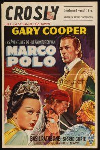 3e644 ADVENTURES OF MARCO POLO Belgian R50s art of Gary Cooper, Basil Rathbone, Sigrid Gurie!