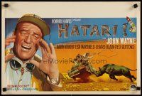 3e679 HATARI Belgian '62 Howard Hawks, different art of John Wayne in Africa!