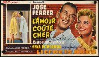 3e681 HIGH COST OF LOVING Belgian '58 great romantic image of Gena Rowlands & Jose Ferrer!