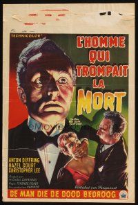 3e707 MAN WHO COULD CHEAT DEATH Belgian '59 Hammer horror, Nils Asther, cool horror artwork!