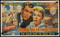 3e708 MAN WHO KNEW TOO MUCH Belgian '56 directed by Alfred Hitchcock, James Stewart & Doris Day!
