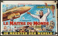 3e711 MASTER OF THE WORLD Belgian '61 Jules Verne, Vincent Price, art of enormous flying machine!