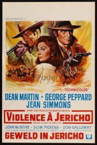 3e723 ROUGH NIGHT IN JERICHO Belgian '67 Dean Martin & George Peppard with guns & Jean Simmons!