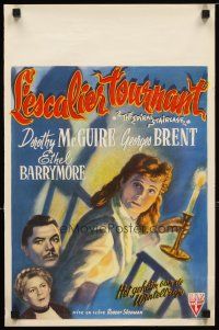 3e732 SPIRAL STAIRCASE Belgian 1947 art of Dorothy McGuire, George Brent & Ethel Barrymore!