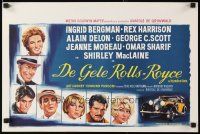 3e747 YELLOW ROLLS-ROYCE Belgian '64 Ingrid Bergman, Alain Delon, art of car & stars!