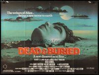 3e353 DEAD & BURIED British quad '81 wild horror art of person buried up to the neck by Campanile!