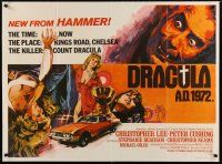 3e356 DRACULA A.D. 1972 British quad '72 Hammer vampire horror, Christopher Lee, Caroline Munro!