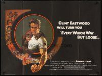 3e361 EVERY WHICH WAY BUT LOOSE British quad '78 art of Clint Eastwood & Clyde by Bob Peak!