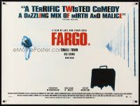 3e362 FARGO DS British quad '96 Coen Brothers murder thriller, small town, big crime!