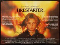 3e366 FIRESTARTER British quad '84 close up of creepy eight year-old Drew Barrymore, sci-fi!