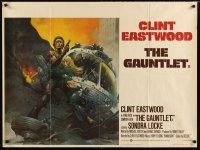 3e370 GAUNTLET British quad '77 great art of Clint Eastwood & Sondra Locke by Frank Frazetta!